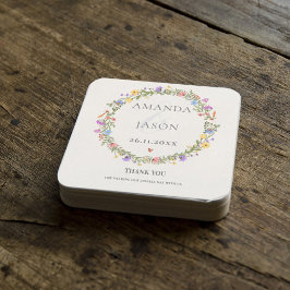 エレガント野の花紫色の黄色のフローラ結婚の コースター