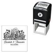 エレガント野の花結婚の夫婦名日付 セルフインキングスタンプ (インサイチュ)