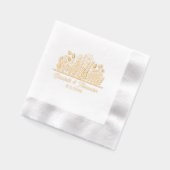 エレガント野の花結婚の夫婦名日付 箔ナプキン (左)