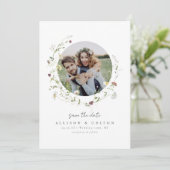 エレガント野素朴花ボホ結婚モノグラム セーブザデート (スタンド正面)