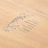 エレガント野素朴花結婚フローラ アクリル招待状 (レイダウン)