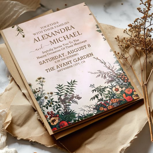 エレガント野素朴花結婚坊の 招待状