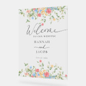 エレガント野結婚花の歓迎 アクリルサイン (傾斜)