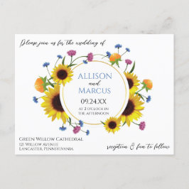 エレガント野花をテーマにした結婚式招待状 ポストカード