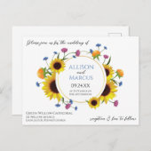 エレガント野花をテーマにした結婚式招待状 ポストカード (正面/裏面)