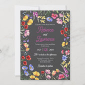 エレガント野花グレイ結婚式招待状 招待状 (正面)