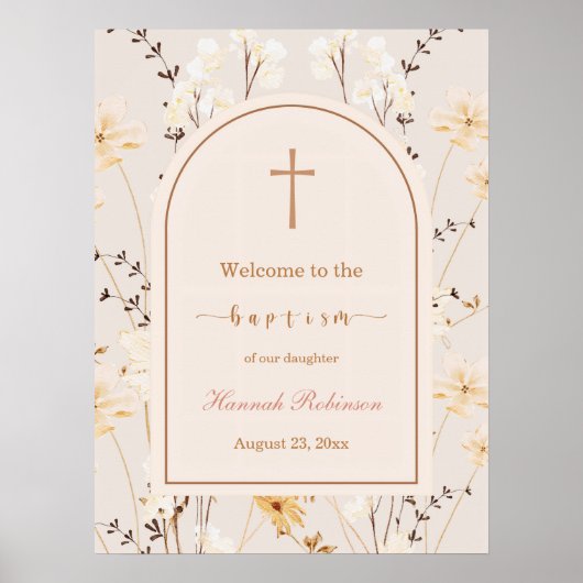 エレガント野花バプテスマ/《キリスト教》洗礼式や命名式歓迎 ポスター (正面)