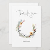 エレガント野花フローラリースブライダルシャワー サンキューカード (正面/裏面)