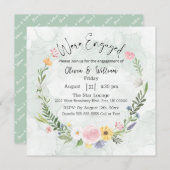 エレガント野花フローラ婚約招待状 招待状 (正面/裏面)