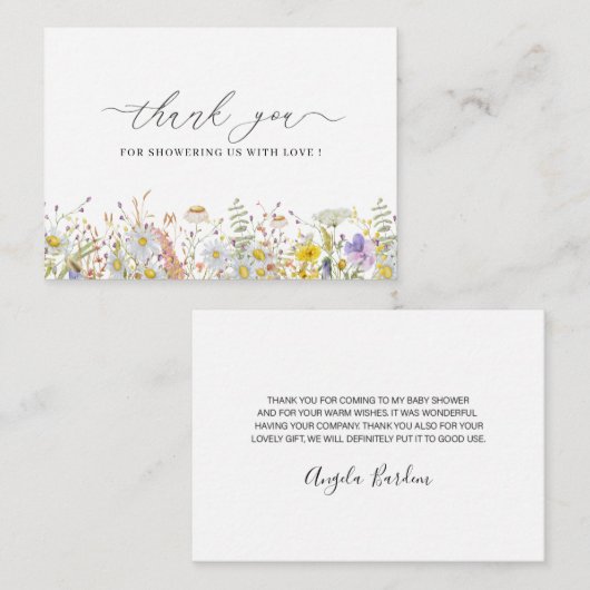 エレガント野花フローラ感謝していユー ノートカード (正面/裏面)