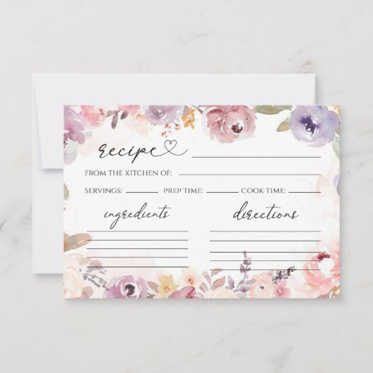 エレガント野花ブライダルシャワーレシピカード 招待状 (正面)