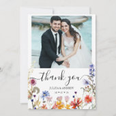 エレガント野花結婚写真 サンキューカード (正面)