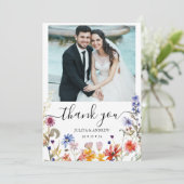 エレガント野花結婚写真 サンキューカード (スタンド正面)