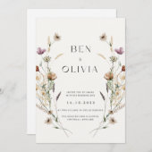 エレガント野花結婚式招待状 招待状 (正面/裏面)
