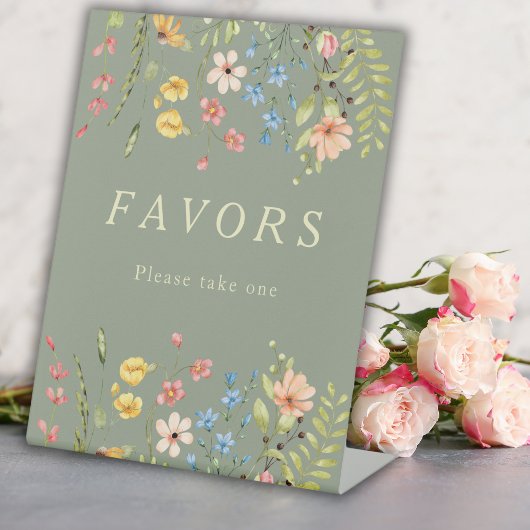 エレガント野草セージ結婚式の引き出物標識 台座サイン