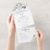 エレガント野草書道素朴結婚の オールインワン招待状 (貼ってはがせる)