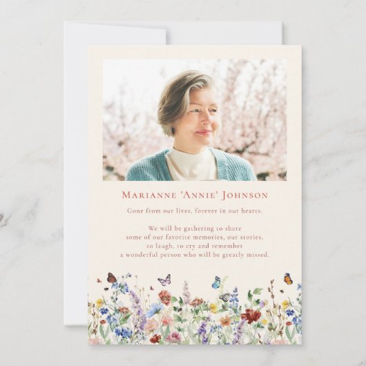 エレガント野草記念お祝い 招待状 (裏面)