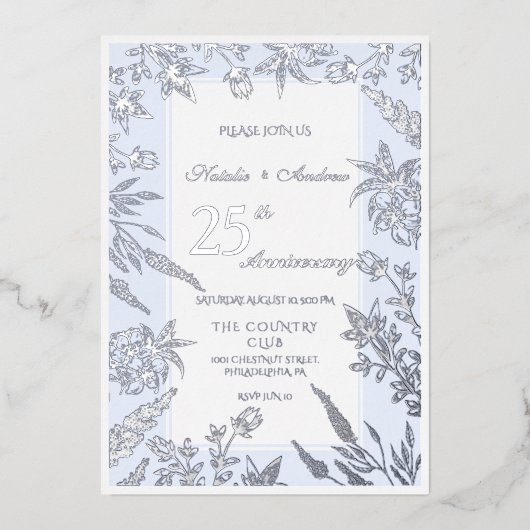 エレガント野草青銀記念日 箔招待状 (正面)