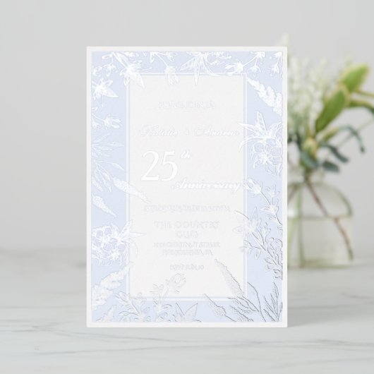 エレガント野草青銀記念日 箔招待状 (立ち正面)