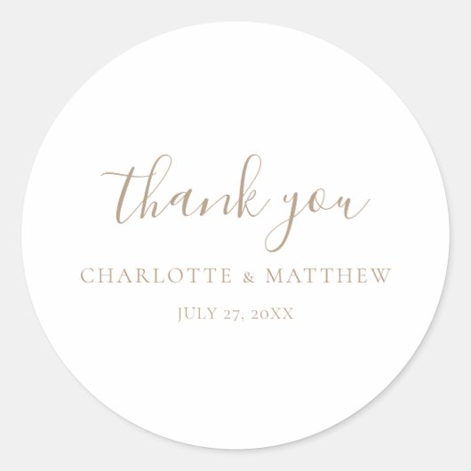 エレガント金ゴールドありがとうご結婚ざいます ラウンドシール (正面)