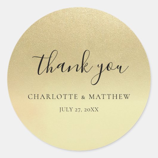 エレガント金ゴールドありがとうご結婚ざいます ラウンドシール (正面)