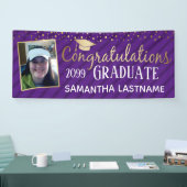 エレガント金ゴールドおめでとう2022年卒業 横断幕 (トレードショー)