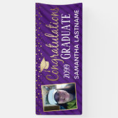 エレガント金ゴールドおめでとう2022年卒業 横断幕 (縦)