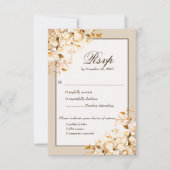 エレガント金ゴールドおよびアイボリーフローラ伝統的RSVPカード 出欠カード (正面)