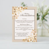 エレガント金ゴールドおよびアイボリーフローラ結婚の宿泊施設 エンクロージャーカード (スタンド正面)