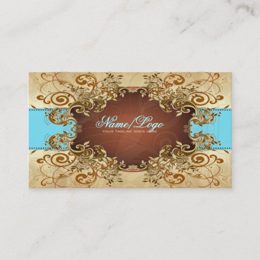 エレガント金ゴールドおよび茶色のトーンヴィンテージフレーム2 名刺 (正面)