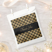 エレガント金ゴールドおよび黒アールデコのジオメトリックファン フェイバーバッグ (クリップ留めされた状態)