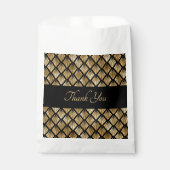 エレガント金ゴールドおよび黒アールデコのジオメトリックファン フェイバーバッグ (正面)