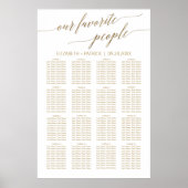 エレガント金ゴールドお気に入りの座席表 ポスター (正面)