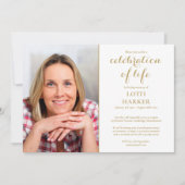 エレガント金ゴールドお祝い生葬2写真 招待状 (正面)