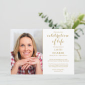 エレガント金ゴールドお祝い生葬2写真 招待状 (スタンド正面)