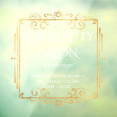 エレガント金ゴールドが渦巻く文字営業開店時間 ウィンドウサイン (シート3)