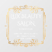 エレガント金ゴールドが渦巻く文字営業開店時間 ウィンドウサイン (シート)