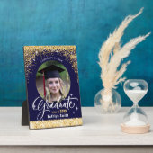 エレガント金ゴールドきらめくグリッター卒業写真 フォトプラーク (側面)