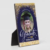 エレガント金ゴールドきらめくグリッター卒業写真 フォトプラーク (側面)