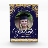 エレガント金ゴールドきらめくグリッター フォトブロック (正面)