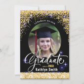 エレガント金ゴールドきらめくグリッター 案内状 (正面)