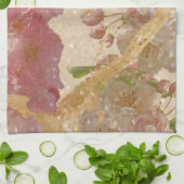 エレガント金ゴールドきらめくフローラの分離 キッチンタオル (折り畳み)