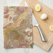 エレガント金ゴールドきらめくフローラの分離 キッチンタオル (四つ折り)