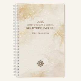 エレガント金ゴールドきらめくベージュ水の色の感謝 ノートブック