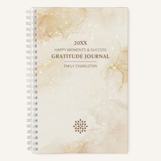 エレガント金ゴールドきらめくベージュ水の色の感謝 ノートブック (正面)