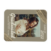 エレガント金ゴールドきらめく写真の卒業 マグネット (横)