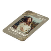 エレガント金ゴールドきらめく写真の卒業 マグネット (左側)