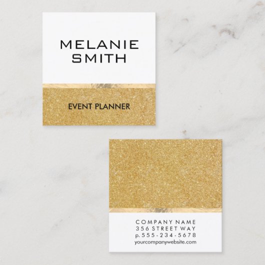 エレガント金ゴールドきらめく スクエア名刺 (正面/裏面)