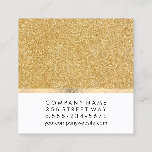 エレガント金ゴールドきらめく スクエア名刺 (裏面)