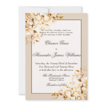 エレガント金ゴールドとアイボリーのフローラフォーマル結婚の